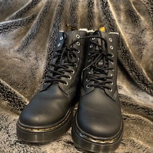 Dr. Martens Black Shearling Lined Waterproof Boots